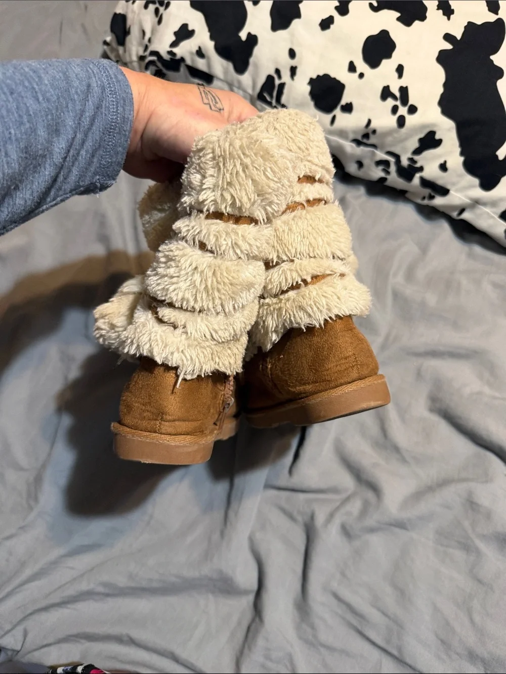 Kids Cozy Faux Fur Lined Winter Boots - Tan/Cream
